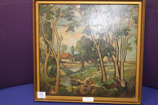 Hungarian School, oil on board, Landscape, 43 x 45cm